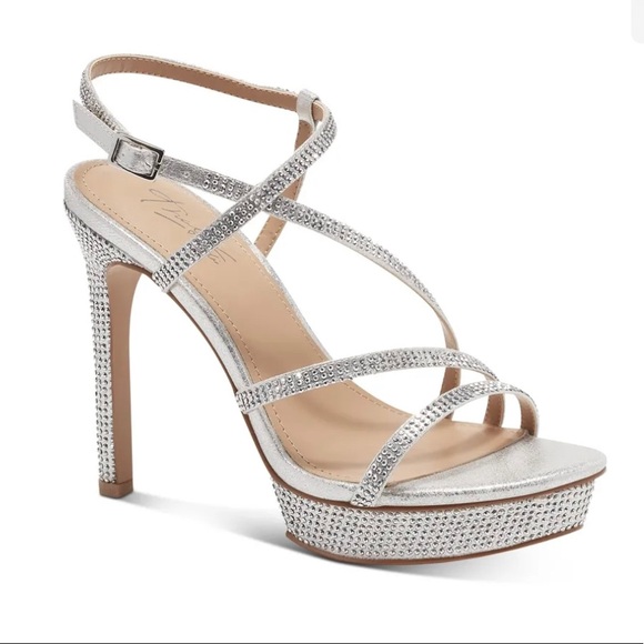 Thalia Sodi Shoes - Strappy Rhinestone Embellished Platform Heels